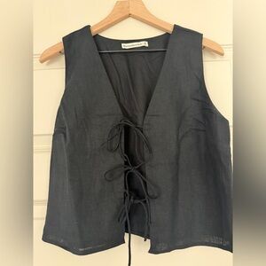 Abercrombie & Fitch Linen-Blend Tie Front Top